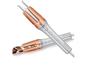 SHEGLAM Rizador automático de 32mm con revestimiento de cerámica, 3 niveles de temperatura (170-200°C), calentamiento rápido, Enrollador de rizos giratorio automático para rizos