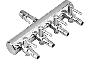 YOSOO HEALTH GEAR Kolektor pompy powietrza do stawu, regulowane zawory sterujące powietrzem do akwarium, rozdzielacz linii lotniczych ze stali nierdzewnej, zawór sterujący powietrzem do akwarium, akcesoria do pompy