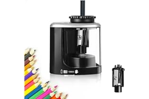 Skaaisont Temperamatite Elettrico, Lama Sostituibile Temperino Alimentata a Batteria, Sicura e Antiscivolo, con Serbatoio Adatto per Uso Domestico, Scolastico e Ufficio, Nero