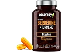 ‎ESSENSEY ESSENSEY - Berberin + Kurkuma I Berberin & Kurkuma I 90 Kapseln I 300 mg Kurkuma-Extrakt I 300 mg Berberitzenextrakt I Für Vegetarier I 90 Tagesdosen I Zellulosekapsel