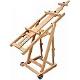 Brustro Master Multi-Function Studio Artists Wood Floor Easel | Holds Canvases Upto 77 inches | Adjustable Angle, Large Rolling Wheels, Ideal for Fine Art Students, Professional Use.