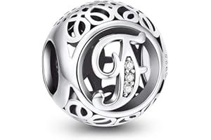 NINGAN Charme Lettre de l'alphabet Argent Sterling 925 Femmes Pearl Charm avec 5A Zircone Compatible pour Européen Bracelets