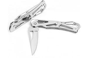 YiMai Navaja Plegable, 2 Piezas Pequeño Navaja de Bolsillo EDC con Llavero para Acampar, Pesca, Picnic, Cortar fruta (Plateado)