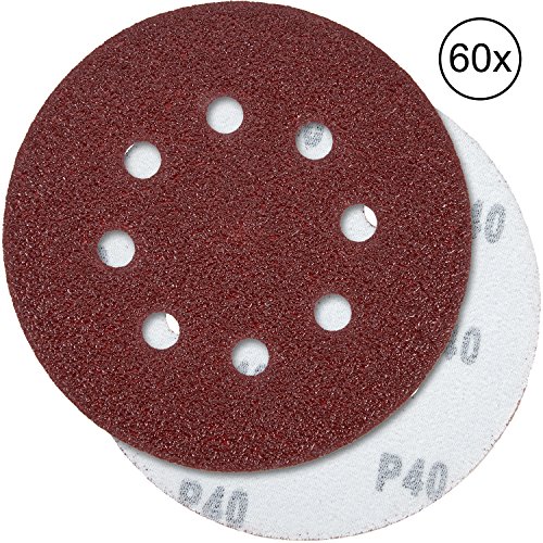 PRETEX 60 Profi Klett-Schleifscheiben für Exzenter-Schleifer 8 Loch, Ø 125 mm | 2 Jahre Zufriedenheitsgarantie | Körnung je 10x: 40 / 60 / 80 / 120 /180 / 240, Schleifpapier Set, Schleifblätter, Schleifblatt Set, Schleifscheiben Set