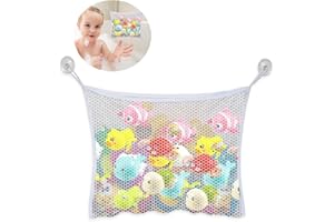 PMTFUMY 1 Set Bath Toy Storage Organiser Bath Net for Toys Mesh Baby Toy Storage Fold-Able Bath Toy Storage Net，Bath Toy Tidy with 2 Suction Cups Wall Hanging Bathroom Quick Dry Net Care Shower Bag