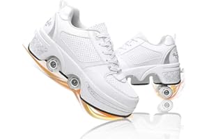 LDTXH Pattini a rotelle da Donna, Pattini a rotelle per Bambini, Scarpe con Ruote, Multifunzionale Quad Skate Pattini a rotelle Pattinaggio Calzature Sportive da Esterno Unisex
