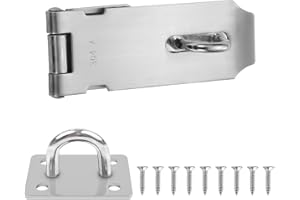 ELITECRAN Shed Door Latch Clasp Lock, Stainless Steel Padlock Hasp, Security Hasp Staple Lock with 8 Screws, 4 inch Heavy Duty Gate Security for Window Cabinet Pet Cage