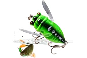 Dorugage Bass Fishing Lure,3D Holographic Eyes Fishing Hard Lures Fishing Cicada Bait | Wear-Resistant Artificial Fishing Bait Fishing Topwater Lure for Lake Pond Freshwater