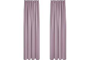 Deconovo Cortinas Opacas para Dormitorio Salon para Ganchos o Pase por la Barra, Cortinas Térmicas Aislantes Frio y Calor 2 Piezas, 140x260 cm, Rosa Claro