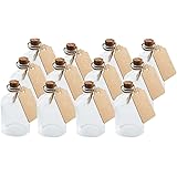 ZENO 12 Glass Jars with Cork Lids Stopper | Escort Card and Twine Wedding Favour | Party Favour | Vintage Glass Bottles | Hon