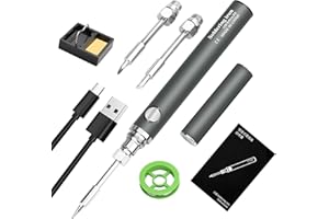 KKMOL zestaw do lutowania, akumulator USB do lutowania z 3 stopniami regulacji temperatury 330℃-450°C, 3 groty lutownicze, stojak do lutownicy, drut lutowniczy, profesjonalna bezpieczna lutownica -