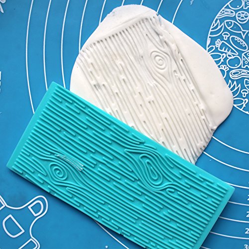 3x Kurtzy Kuchen-/Torten-Modellierwerkzeug, Stempel-Ausstechformen, Satz aus 3 geprägten Druckformen aus Silikon – Effekte: strukturiertes Holz, Ziegelwand & Kopfsteinpflaster – für Kuchendekoration, Fondant, Glasur – hervorragende Ausstattung für Er - 5