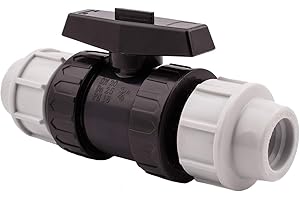 BFG Racor MDPE de Fontanería para Tuberías de Agua, Manguito 20mm x 20mm con Válvula de Bola, para Tubería de Plástico MDPE, 16 Bar, Temp. Máx. 45°C, Racores de Compresión