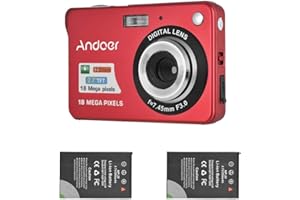 Andoer Compactas Cámaras Digitales, 1080P 48MP Camara Fotos Digital Zoom 8X Pantalla LCD de 2.7" con bolsa de transporte Correa de muñeca para Principiantes, Niño, Adulto, plata