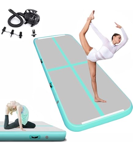 16.6ft Inflatable Gymnastics Mat - Air Tumbling Track For Kids, Home Gym, Cheerleading & Water Use (Purple/Black)