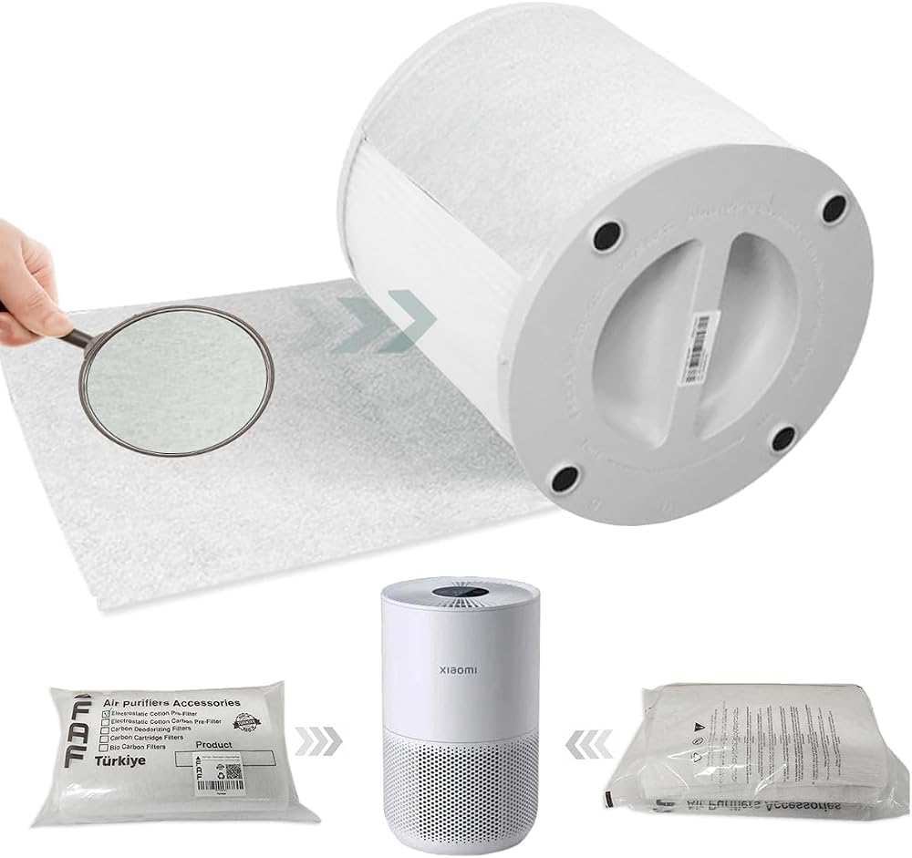 Faf Fresh Air Filter 10 Adet Elektrostatik Pamuk, Xiaomi Purifier Serileri İle Uyumlu Hava Temizleyici Filtre Üstü Elektrostatik Toz Tutucu Koruyucu (4 COMPACT)