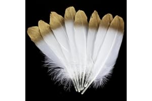 chaojukj 20-25cm 25 PCS Gold White Feathers Natural Goose Feathers for DIY Wedding Decorations Angel Wings & Fairy Crafts