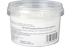 HOBBYBÄCKER.DE Hobbybäcker Fondantglasur (300 g), Weiße und deckende Glasur für Kuchen, Cupcakes, Amerikaner uvm.