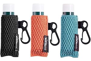 WK IEASON Lip Balm Holder Keychain Single 3pcs Clip on Chapstick Sleeves Holder Pouch Tight-Knit Elastic Lipstick Sleeve (Black/organge/Jade)