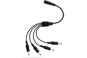 GINTOOYUN Cavo splitter DC 1 femmina a 4 connettori 5,5 mm x 2,1 mm, cavo di prolunga DC 12 V per telecamera di sorveglianza CCTV, striscia luminosa a LED, ecc. 0,7 m (da 1 a 4 vie)
