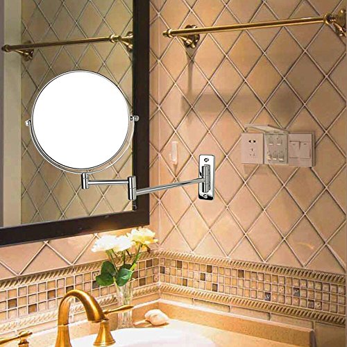 ALHAKIN 360° Bad Spiegel 1 /10-Fach Vergrößerung Doppelseitiger Schlafzimmer 8 Inch Wand Kosmetikspiegel 34.5*23.3*27 cm / Chrom gebürstet / Kein LED - 4