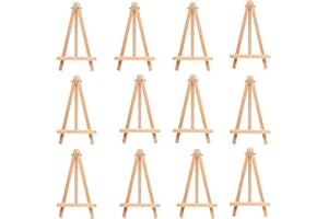 SRICAM 12 x Wood Mini Easel Triangle Frame, Wedding Table Card Stand Display Holder, Children Painting Craft Artist Supplies