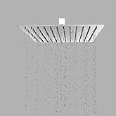 BonKaso Square Slim Rain Shower Head 6 Inch - Stainless Steel, Chrome Finish, Wall Mounted, Long-Lasting, Rust-Free, Corrosion Resistant, Relaxing Spa