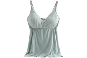 HEONSATI Canottiera con Reggiseno Imbottito Incorporato Canotta Scollo a V Cotone Basic Comodi Magliette Scollo a V Curvy Spalline Regolabili Canottiere Senza Cuciture Ampia Casual Corsa Palestra