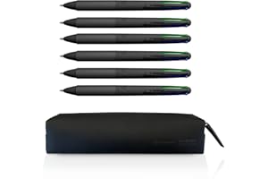 OSAMA 4 Multi - Bolis de Colores, 6 Piezas + Estuche, Bolis Negros Multicolor 1.0 mm con Tinta Negra, Azul, Roja y Verde, Boli 4 Colores para Material Escolar y Papeleria, Boligrafos Material Oficina