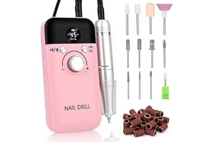 Professionell nagelfräs, 45 000 rpm, elektrisk nagelfil, 13-i-1 elektrisk nagelslipmaskin med LCD-skärm, nagelfräsare, påfyllningsbar, för gelnaglar, manikyr, pedikyr
