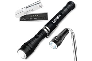 DOMIRA LED Magnetic Pickup Tool, 17-57cm Telescopic Rod, 22mm Magnet, Flexible Neck Telescoping Gooseneck & Powerful Magnets, LED Flashlight, Gadgets for Men