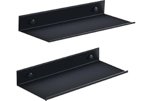 HNVNER Etagere Salle de Bain sans Percage, Noir Étagère Murale 2 Pièces, Métal Etagere de Douche 30cm, Decoration Étagère Flottante pour Salon, Salle Bains, Cuisine, Bureau (30CM, Noir)