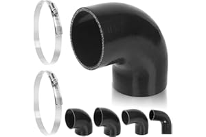 Swpeet Kit de 3 piezas de manguera de silicona reforzada de 4 capas con codo de 90 grados de 3 pulgadas - 76mm con abrazaderas de perno en T de acero inoxidable 304 de 72-95mm, manguera de silicona