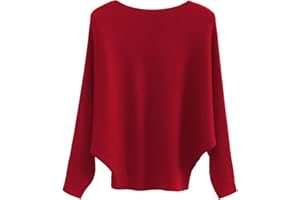 FULIER Boot-Ausschnitt Batwing Ärmel Dolman Lose gestrickte Pullover und Pullis Pullover Tops für Frauen