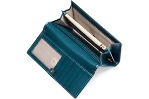 FALAN MULE Ladies Purse Genuine Leather RFID Blocking Large Capacity Long Wallet for Women Zipper Pocket Purse