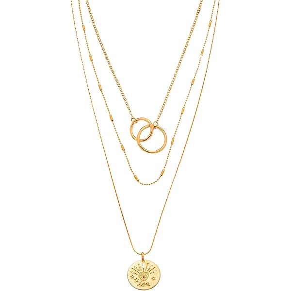 Ami Gold Tone 3 Layers Contemporary Charm Chain For Women