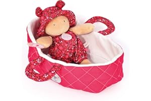 JOLIJOU - Poupon Couffin Matelassé - Maëlle - Framboise - 20 cm - Facile à Transporter - Jeu d'Imitation - Développement de l'Imagination - Idée Cadeau de Naissance Enfants - JJ6010