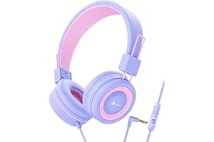 Bambini Cuffie, iClever Sicuro Filo Bambini Head Set Sopra l' Orecchio, 85/94 dB Volume Limited, bambini cuffie con 3,5 mm Jack PC