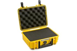 B&W International Transportkoffer Outdoor 1000 (PP.41) Gelb – mit Würfelschaum – Wasserdicht (IP67), staubdicht, schlagfest & extrem robust