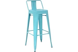 Vaukura Taburete Alto con Respaldo Oliix Brillo (Azul)