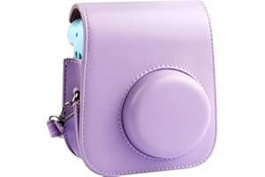 SAIKA Protective & Portable Case Compatible with Fujifilm for Instax Mini 12/11 Instant Camera with Accessory Pocket and Adjustable Strap. (Purple)