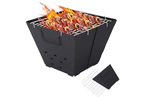 TANGHSE Portable Fire Pit for Camping, Collapsible Outdoor Fire Pit, Firepits for Outdoors, Folding Fire Pit Fireplace, BBQ Fire Bowl, Iron Fire Bowl for Picnics Bonfire Patio Backyard Garden