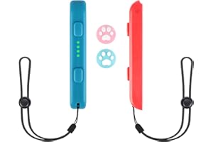 DLseego Wrist Strap for Switch Joycon,Switch Controller Hand Grip Accessories,JoyCon Gamepad Handle Lock Wrist Strap Lanyard, with 2 Thumb Grip Caps,Adjustable Tightness-Red and Blue