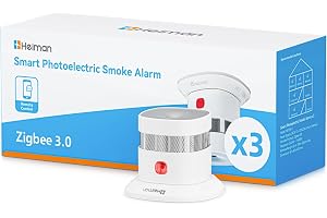 Heiman Smart rökdetektorer HS1SA-E Plus uppsättning av 3, kräver Zigbee 3.0 | stöder Home Assistant ZHA & Z2M, brandlarm med magnethållare, rökdetektor med fotoelektrisk sensor