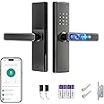 Lengenda Smart Lock,Smart Door Lock,Keyless Entry Door Lock Fingerprint Door Lock with Keypad Digital Door Lock with Handle for Home, Rental, Office and Hotel TUYA Remote Control (grey)