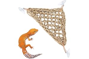 ZhanshuidefaQ Reptile Seagrass Hammock Natural Seagrass Reptile Lounger with Suction Cups Triangle Lizard Hammock for Small and Medium Sized Reptiles