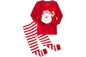 ELUTONG Girl's Christmas Pajamas Cotton Kids Santa Claus Reindeer Pjs Toddler Clothes Long Sleeve Sleepwear Sets 2-12 Years
