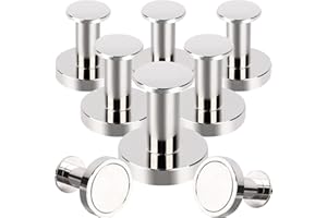 Keukenket Lot de 8 crochets magnétiques extra puissants N52 en néodyme 32 kg, aimants de 36 mm avec crochets argentés pour accrocher au bureau, dans la cuisine, à la maison et à l'extérieur