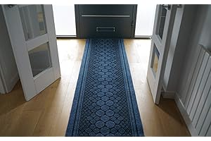 SERDIM RUGS Cork Non Slip Hallway Runner - Stair Runner - Custom Long Length Hard Wearing Rubber Back Entrance Pebble Design Mats - Kitchen Runners, Blue, Length: 6 ft(182.88cm)