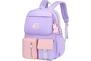 WYCY Mochila Para Niños Bonito Colgante de Unicornio Mochila Escolar Niña Mochila Kawaii Repelente al Agua Mochila Escolar a Juego de Colores